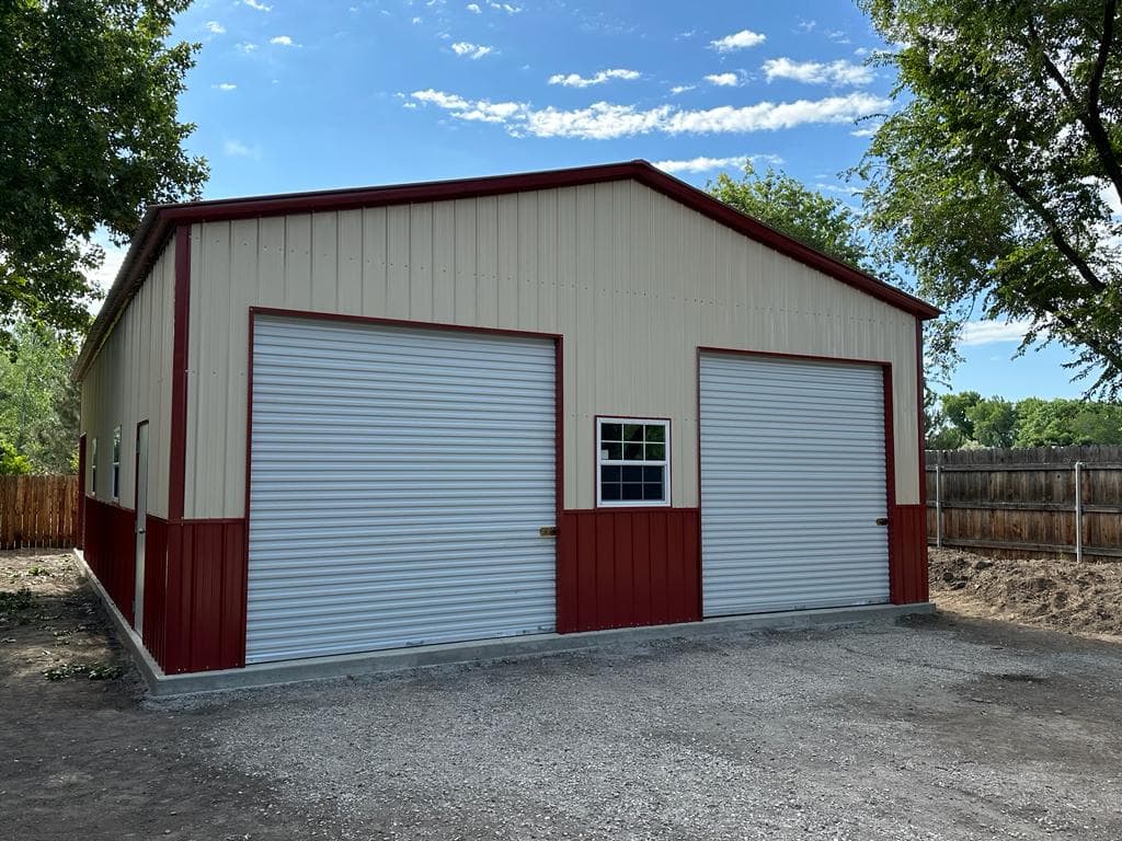 The inside of an insulated metal garage with finished walls